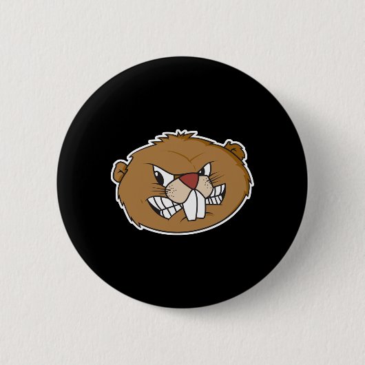 boze bever gezicht ronde button 5,7 cm (Voorkant)