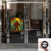 Boze Bigfoot bij Sunset Faux Glas in lood Raamsticker (Kantoordeur)