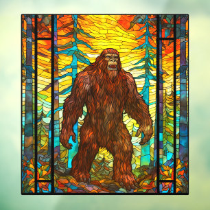 Boze Bigfoot bij Sunset Faux Glas in lood Raamsticker