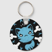 Boze Blauwe Kat Sleutelhanger (Achterkant)