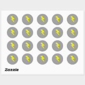Boze bliksem. Geel op Grijs. Ronde Sticker (Vel)