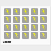 Boze bliksem. Geel op Grijs. Vierkante Sticker (Vel)