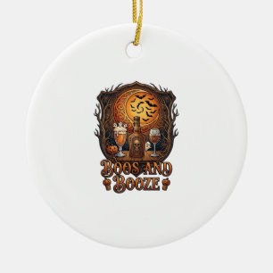 Boze Booze Halloween Schedel Fles Bier Wijn Vleerm Keramisch Ornament