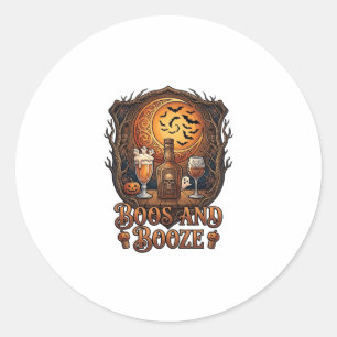 Boze Booze Halloween Schedel Fles Bier Wijn Vleerm Ronde Sticker
