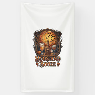 Boze Booze Halloween Schedel Fles Bier Wijn Vleerm Spandoek