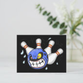 Boze bowlingbal, grappige sport briefkaart (Staand voorkant)