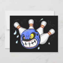Boze bowlingbal, grappige sport briefkaart