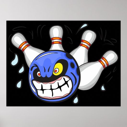 Boze bowlingbal, grappige sport poster (Voorkant)