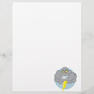 Boze Cartoon Zwarte Wolk Met Bliksem