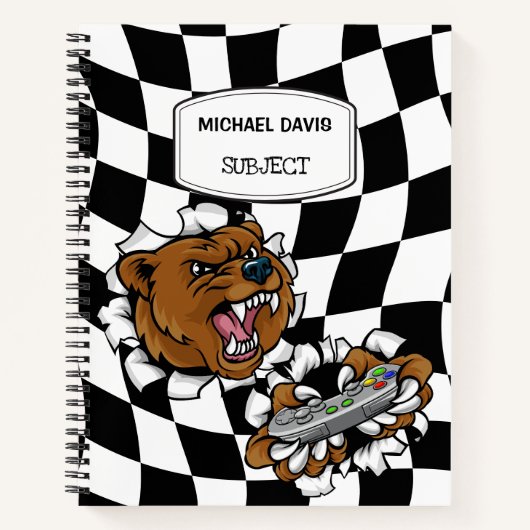 Boze Cartoonbeer met een Controller Custom Notitieboek (Voorkant)