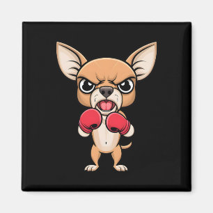 Boze Chihuahua Hond Met Bokshandschoenen Grappig H Magneet