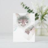 Boze Cute Cate Gezicht Schets Briefkaart (Staand voorkant)