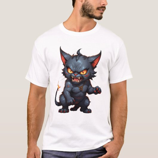 Boze demon kat schattige grappige boze kat t-shirt (Voorkant)