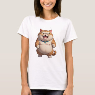 Boze dikke kat schattige grappige boze kat t-shirt