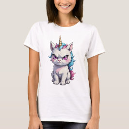 Boze eenhoorn kat schattige grappige boze kat t-shirt