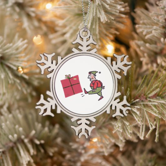 Boze Elf tinnen sneeuwvlok ornament (Boom)
