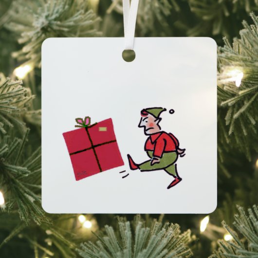 Boze Elf vierkante metalen ornament (Insitu)