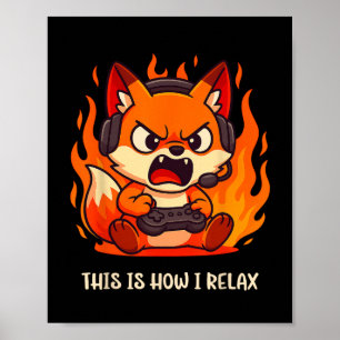 Boze Gamer Kitsune Fox Dit Is Hoe Ik Ontspan Japan Poster