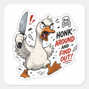 Boze Gans Met Mes Cartoon Kunst Sticker