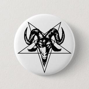 Boze geitenkop met Pentagram (zwart) Ronde Button 5,7 Cm
