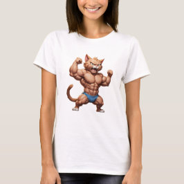 Boze gespierde kat schattige grappige boze kat t-shirt