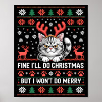 Boze Geweikat Kat Grappige Kerst Lelijke Trui Lang