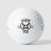 Boze Gezicht Golfbal - Aangepaste Naam Grappige Ca Golfballen (Voorkant)