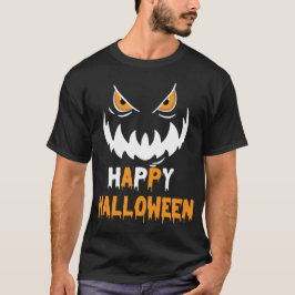 Boze gezicht, Happy Halloween, zwart, oranje  T-shirt