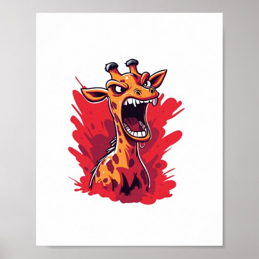 Boze Giraffe Grafisch Grappige Giraffe Kawaii Poster (Voorkant)