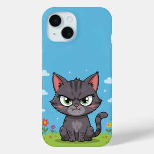 Boze grijze kleine kat iPhone 15 case