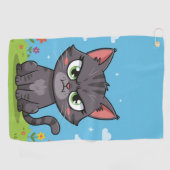 Boze grijze kleine kat golfhanddoek (Horizontaal)