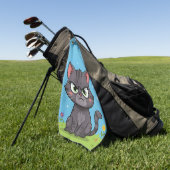 Boze grijze kleine kat golfhanddoek (Groen)