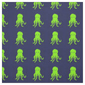Boze groene octopus op blauw stof (Swatch)