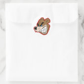 Boze grommend beer gezicht ronde sticker (Tas)