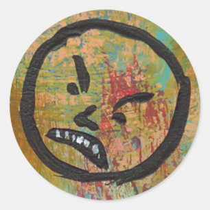 Boze grouchy yuck gezicht gekke leuke hedendaagse ronde sticker