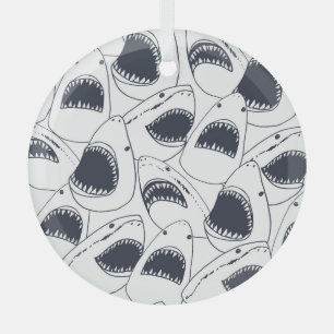 Boze haai,  doedelpatroon. glas ornament