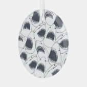 Boze haai, doedelpatroon. glas ornament (Voorkant links)