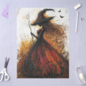 Boze Heks in het Rood met Vleermuizen Decoupage Tissuepapier (Craft)