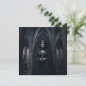 Boze heks in kathedraal Wenskaart Feestdagenkaart (Staand voorkant)