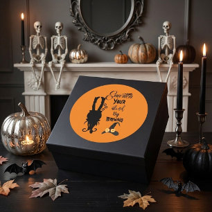 Boze Heks Ondersteboven Ketel Halloween Feest Ronde Sticker
