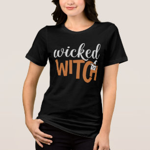 Boze Heks Oranje Zwart Grappig Halloween Geest  Tri-Blend Shirt