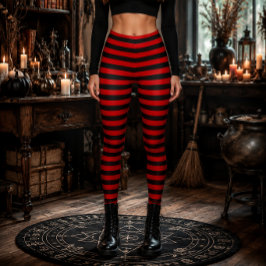 Boze Heks Rood en Zwart Gestreept Halloween Leggings