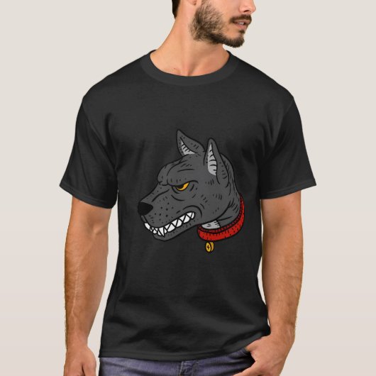 Boze hond. Pitbull illustratie. T-shirt (Voorkant)