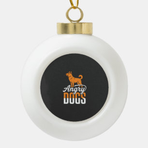 Boze Honden Vector Mascotte Keramische Bal Ornament