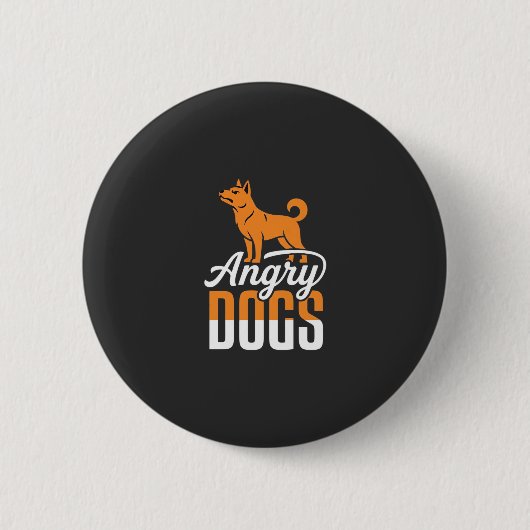 Boze Honden Vector Mascotte Ronde Button 5,7 Cm (Voorkant)