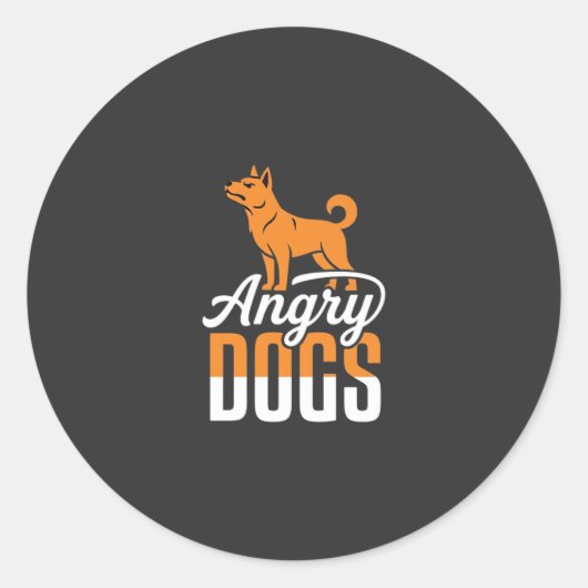 Boze Honden Vector Mascotte Ronde Sticker (Voorkant)