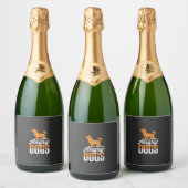 Boze Honden Vector Mascotte Sparkling Wijnetiket (Flessen)