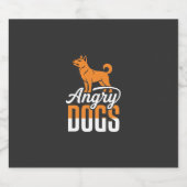 Boze Honden Vector Mascotte Sparkling Wijnetiket (Enkel label)