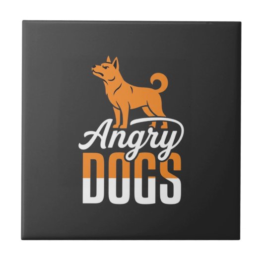 Boze Honden Vector Mascotte Tegeltje (Voorkant)