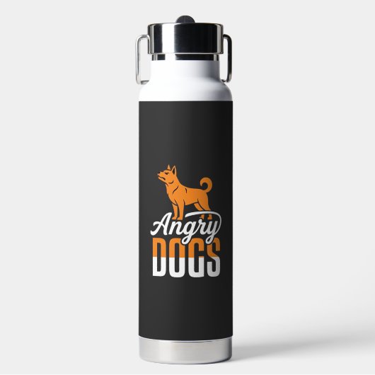 Boze Honden Vector Mascotte Waterfles (Voorkant)
